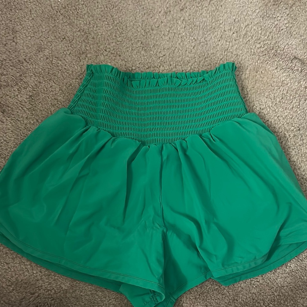 Aerie High Waist Green Shorts with Elasticized Waistband